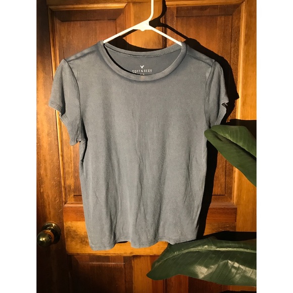 Dusty blue rubbed cotton t shirt